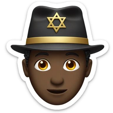 black man wearing jewish hat sticker
