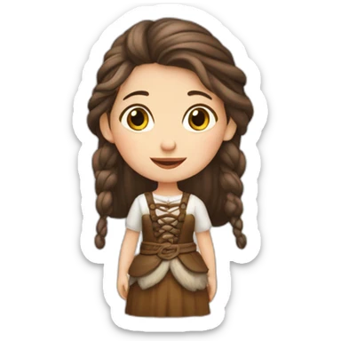 niña de piel blanca, pelo café y tranzas de vikinga sticker