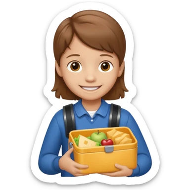 child with lunchbox sticker