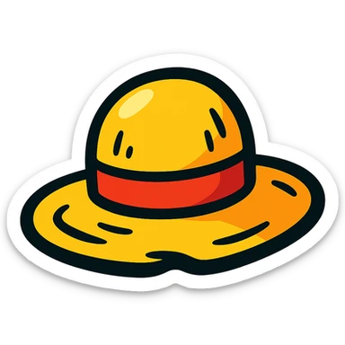 cartoonish playful Luffy's straw hat from One Piece, exaggerated proportions, bright colors sticker