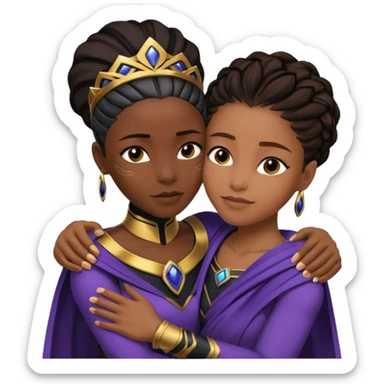 58 year old wakandan queen hugging 18 year old princess Shuri  sticker
