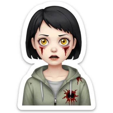 Zombie girl with very short hair sticker