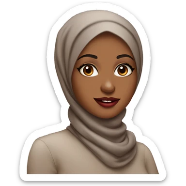 Hijabi brown girl with big red lips and big eyelashes  sticker
