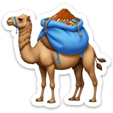 camel with a blue sack with spices on his back sticker