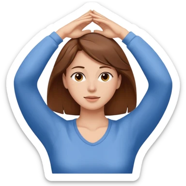 woman with brown hair stretching after waking up sticker