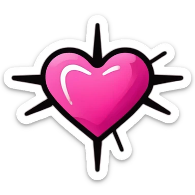 North star pink heart sticker