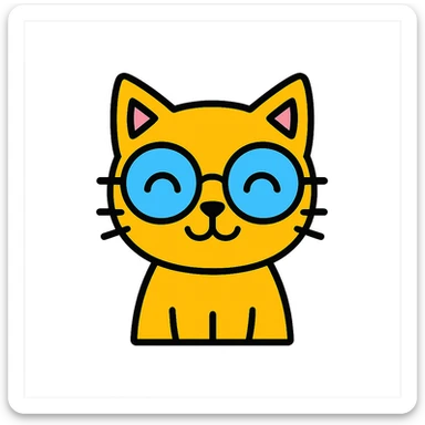 A happy cat wearing glasses sticker