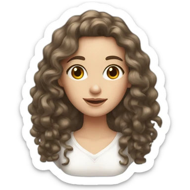 WHITE GIRL WITH LONG, DARKISH BRUNNET, CURLY HAIR AND A LIGHT SPRAY OF FRECKLES sticker