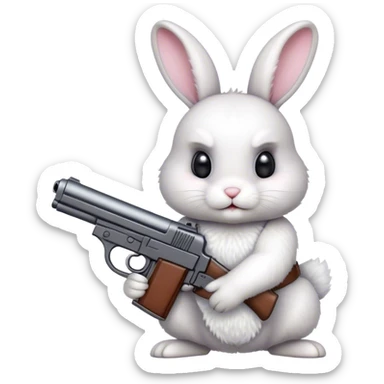 Cute Bunny with a gun sticker