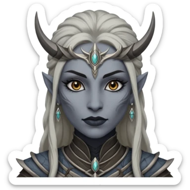 ESO female daedra, lashes and earrings, gray skin, warrior sticker
