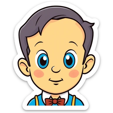 Pinocchio with blue eyes and receding hairline  sticker