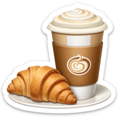 to-go coffee cup with cappuccino and croissant sticker