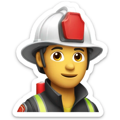 Firefighter man with extinguisher sticker