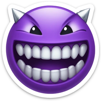 Grinning purple devil emoji with diamond grillz  sticker