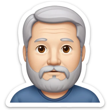 "- Nam
- 50 tuổi
- Da trắng, có nếp nhăn nhẹ
- Tóc xám
- Cười mỉm, mặt mũm mĩm, râu quai nón
" sticker