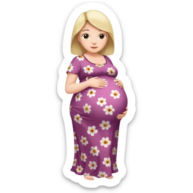 heavily pregnant woman with extra large overdue  belly sticker