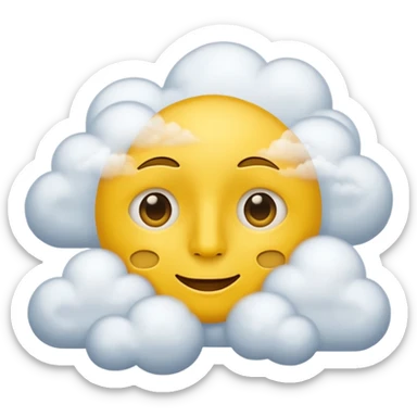No mouth face in clouds a yellow circle remove nose and remove a white eyes sticker