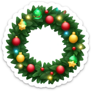 Christmas wreath with color lights sticker