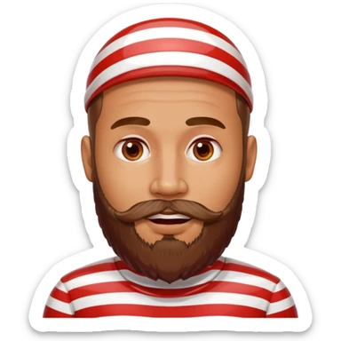 spectacled guy with beard made out of peppermint candy sticker