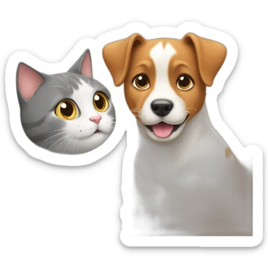 dog meets cat sticker