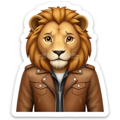 lion in a leather jacket, standing confidently sticker