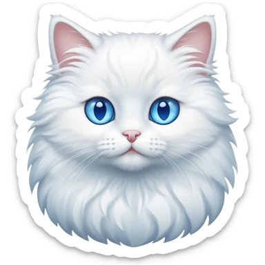 White cat with blue eyes all over its body sticker