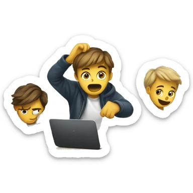 European students sitting at desks. One tries to catch a bag sticker