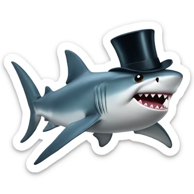 Shark with a top hat sticker