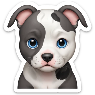 Black and a little white blue eyed pit bull puppy sticker