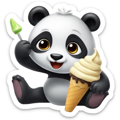 Panda eating ice cream sticker