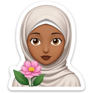 Hijab girl with a flower on her hijab sticker