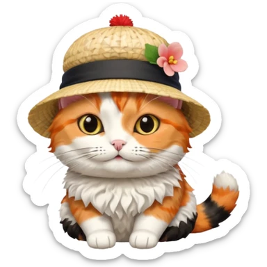 cat wearing a hat made out of sushi sticker
