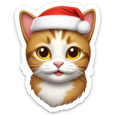 kitty wearing santaclaus hat sticker
