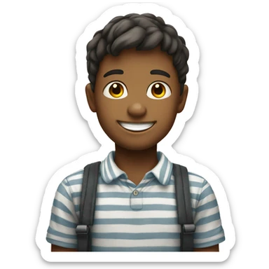 smiling boy in striped shirt sticker