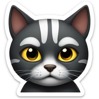 Black sad tomcat sticker