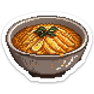 bowl of orange rice, pixel style sticker
