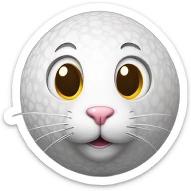 3d sphere with a cartoon Rabbit skin texture with big thoughtful eyes sticker