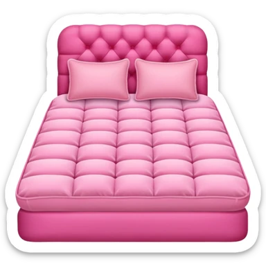 large bed with 20 pink cushions sticker