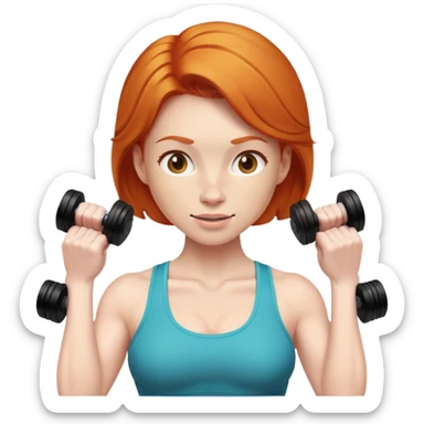 a ginger woman lifting dumbells sticker