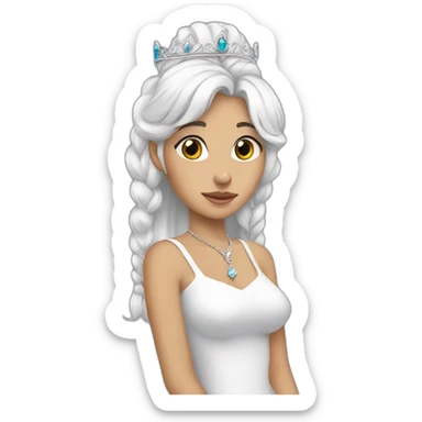 princess- proud- sad- white hair- wear necklace sticker