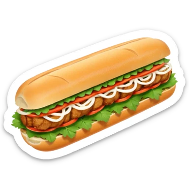 crispy pork banh mi sandwich, bright colors, simple, cute sticker