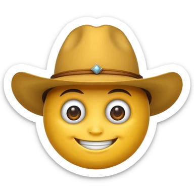smiling bug emoji wearing a cowboy hat in WhatsApp style sticker