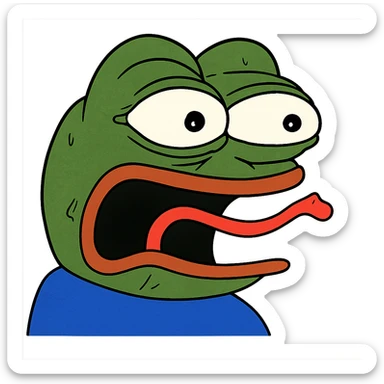 shocked Пэпэ meme with exaggerated facial features sticker