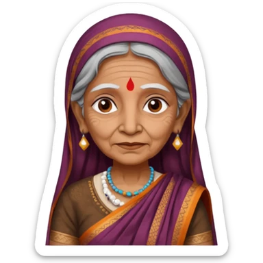 indian sari ancient old woman sticker