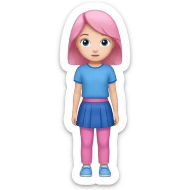 A young child with pants ☺️👖and a skirt and pink pants and blue shirt sticker