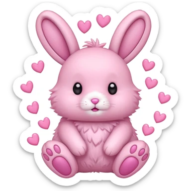 Pink Bunny with pink hearts  sticker