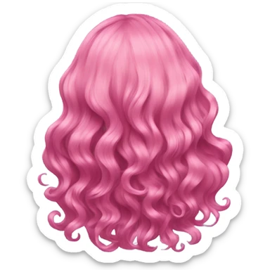Pink wavy hair back view sticker