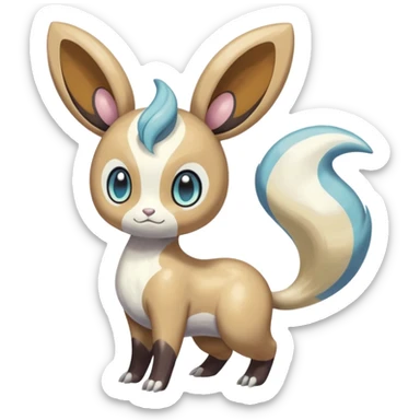 Colorful Skilled Adept Graceful Asian Painted Meloetta-Minccino-Absol-Emolga-Pachirisu-Floatzel-Ursaring-fusion-hybrid-creature (full body) sticker