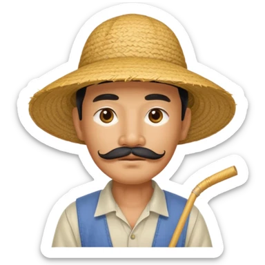 rice farmer with a chinese mustache sticker