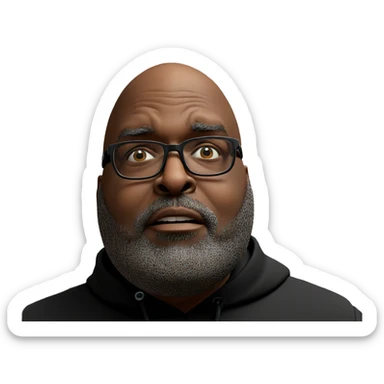 bald man with glasses sticker